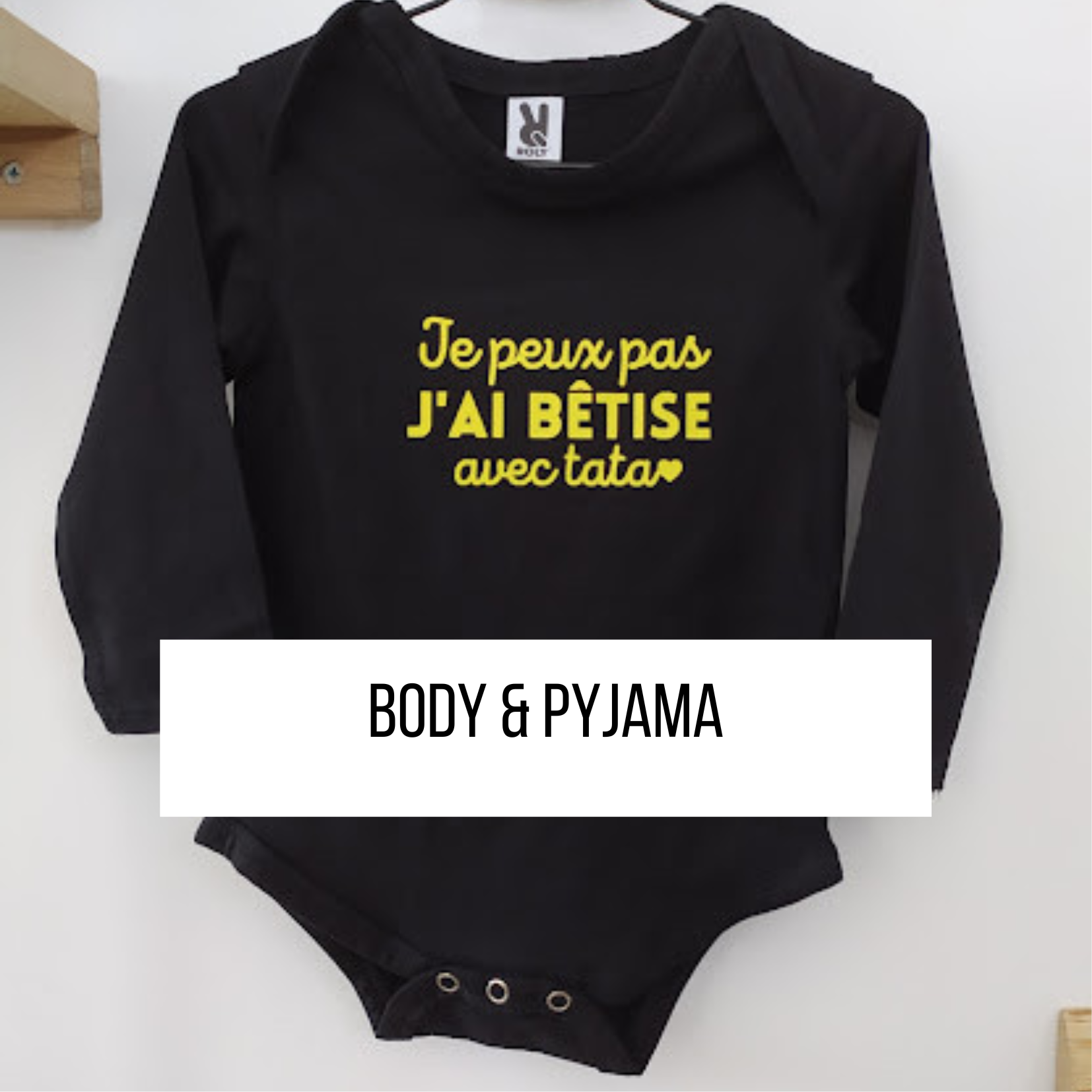 BODY Bébé pyjama enfant personalisable texte famille tata tonton parrain marraine look kids