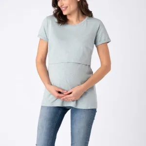 Tee shirt de grossesse et d'allaitement - Vert sauge