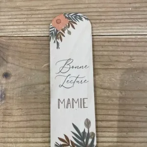 Marque pages en bois - Mamie "Fleurs automne"